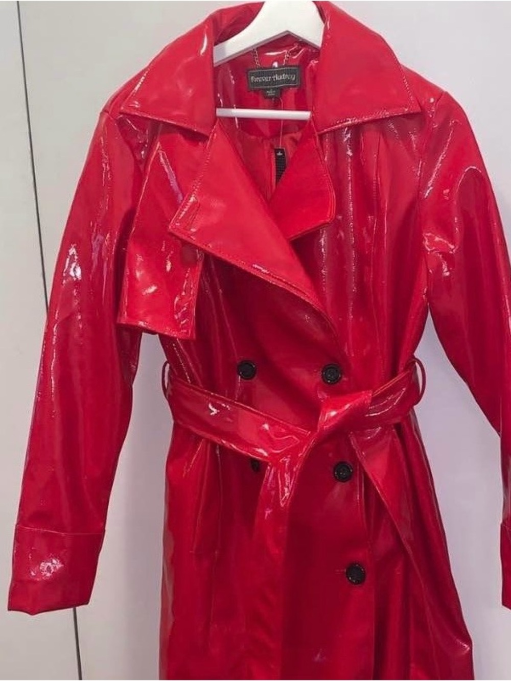 Brand new Red Patent leather/Glossy Red Trench Coat